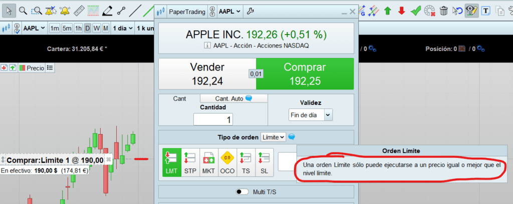 ornden de compra venta tipo limite
